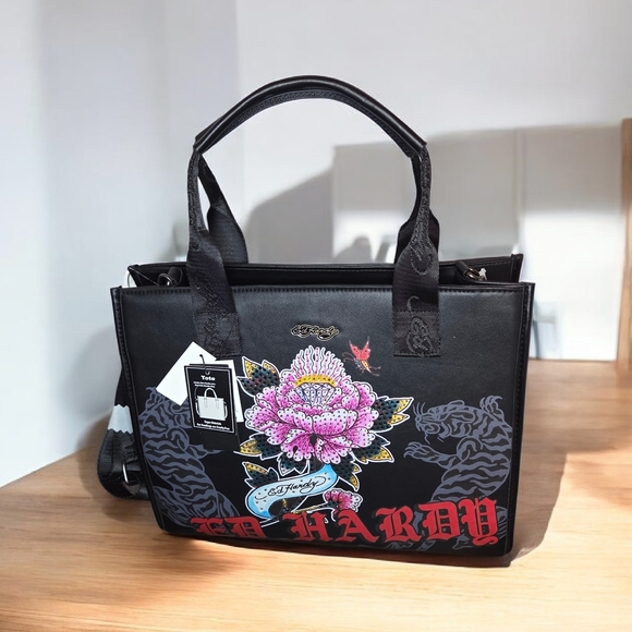 Ed Hardy Bundle Crossbody Tote And Matching Long Zip Wallet Set, NWT - Picture 3 of 8